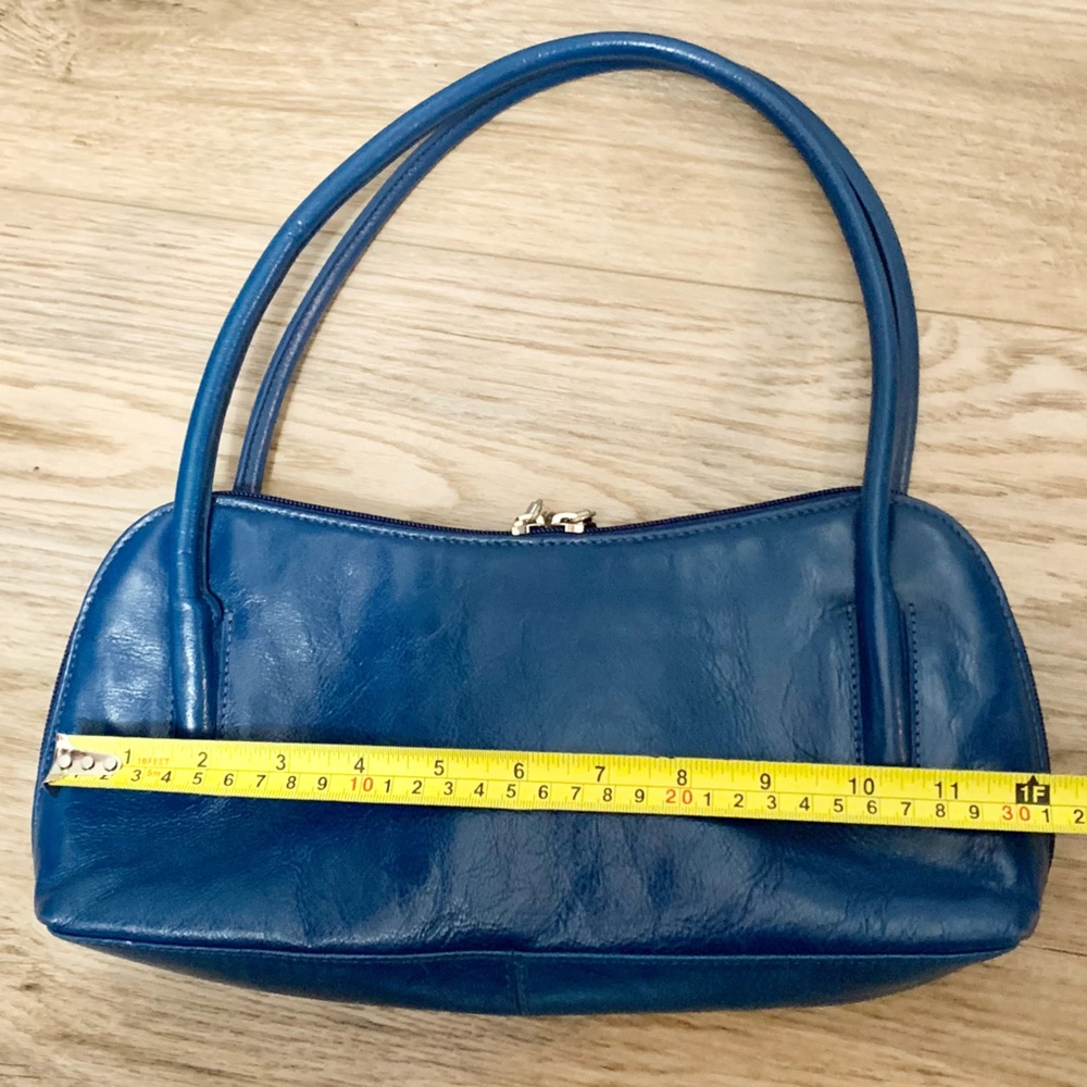 Y2k HOBO International Polished Leather East West Shoulder Bag - Blue - NWOT - Picture 10 of 10